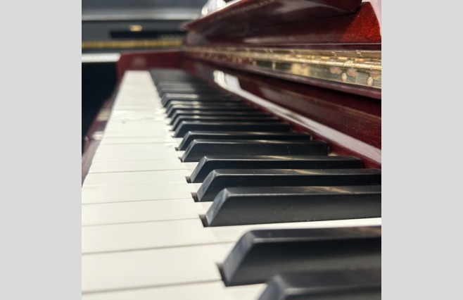 Samick Polished Red Mahogany Modern Upright Piano, Used - All Inclusive Premium Package (SN:794025) - Image 9